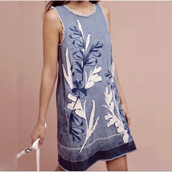 Anthropologie Holding Horses Jean Appliqué Shift Dress NWT Size XL - Picture 2 of 15